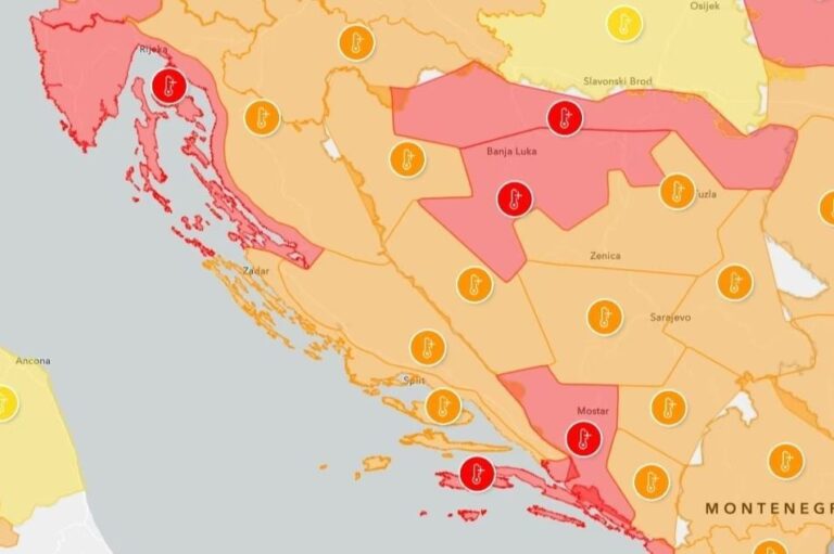 BiH sutra pod crvenim meteoalarmom: Temperature do 43 stepena, izdana ozbiljna upozorenja